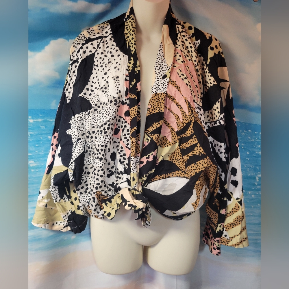 Nine West NWOT Animal Print Open Front Kimono One Size‎ Fits All